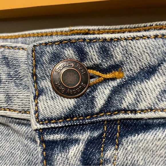 Sunday Best Blue Denim Jean Shorts Distressed Frayed Hem Women’s Size 25 - Picture 3 of 8